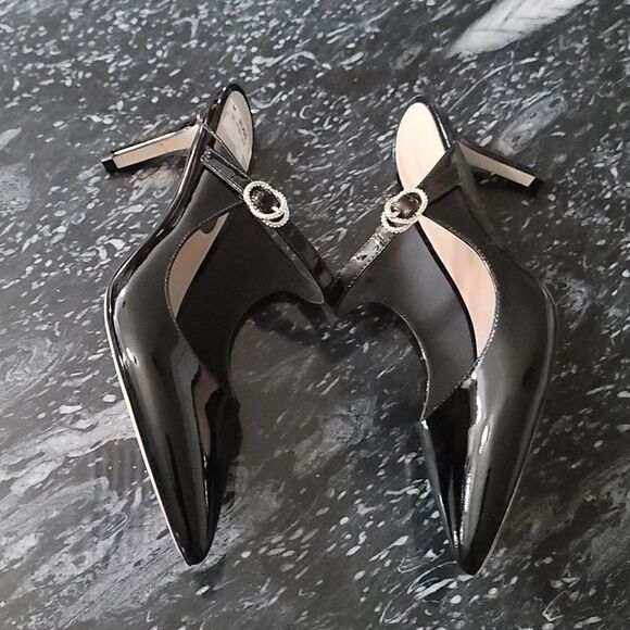 BRAND NEW STUART WEITZMAN CRYSTAL BUCKLE 75 PATENT MULE G1 - Picture 13 of 16